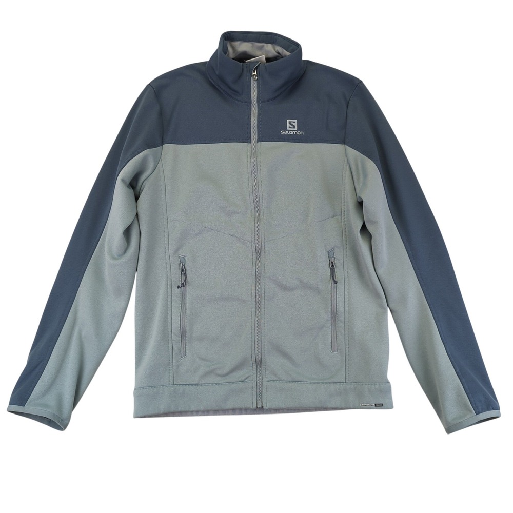 Salomon Men's Fleece‎ Softshell Jacket Full Zip Activewear Warm Blue Grey Small